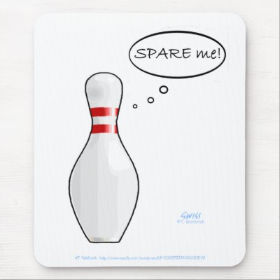 Cute Funny Bowler's Computer Mousepad by Swisstoons