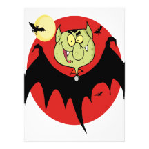cute funny cartoon vampire bat character invitations