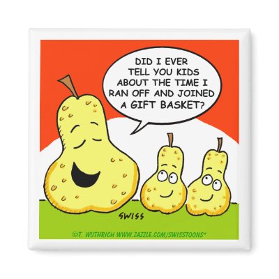 Cute Funny Giftbasket Food Cartoon Fridge Magnet by Swisstoons