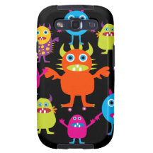 Cute Funny Monster Party Creatures in Circle Galaxy SIII Cover