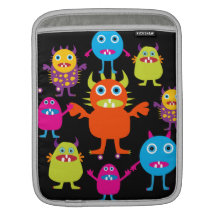 Cute Funny Monster Party Creatures in Circle Sleeves For iPads