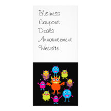 Cute Funny Monster Party Creatures in Circle Rack Card Template