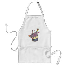cute funny party rhino cartoon apron