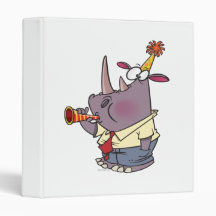 cute funny party rhino cartoon vinyl binder