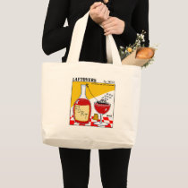 Cute Funny Wine Lover's Cartoon Grocery Tote Canvas Bags