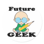cute future geek white baby round stickers