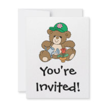 Cute Gardener Bear and Tulip Invite