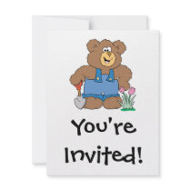 Cute Gardening Bear Personalized Invitation