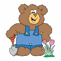 Cute Gardening Bear Photo Sculpture