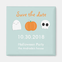 Cute Ghost Skull Pumpkin Kids Halloween Save Date Magnets