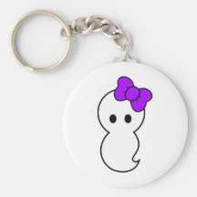 Cute Ghost with Purple Bow Key Chains