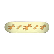 Cute Ginger Cat Cartoon. Cream Background. Skateboards