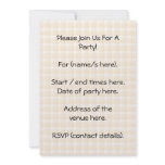 Cute Ginger Cat. Check background. Personalized Invitation