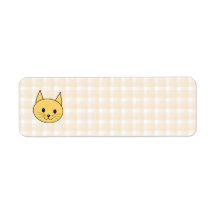 Cute Ginger Cat. Check background. Return Address Label