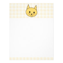 Cute Ginger Cat. Check background. Personalized Letterhead