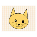 Cute Ginger Cat. Check background. Post Card