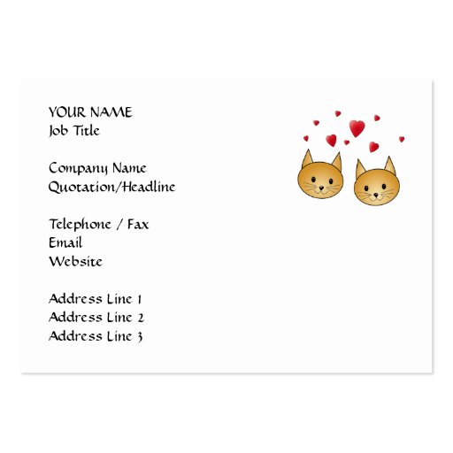 Cute Ginger cats. With Red Love Hearts. Business Card Templates