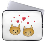 Cute Ginger cats. With Red Love Hearts. Laptop Sleeve