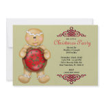 CUTE Gingerbread Man With Cookie and With Red Bord Custom Invites