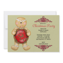 CUTE Gingerbread Man With Cookie and With Red Bord Custom Invites
