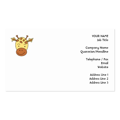 Cute Giraffe Cartoon. Business Cards