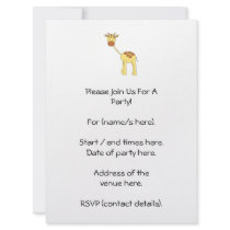 Cute Giraffe. Cartoon. Personalized Invite