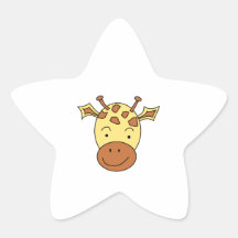 Cute Giraffe Cartoon. Star Sticker