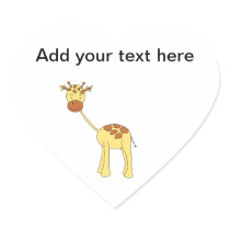 Cute Giraffe. Cartoon. Heart Stickers