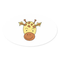 Cute Giraffe Cartoon. Oval Sticker
