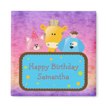 Cute Giraffe Cat & Dog Personalized Happy Birthday