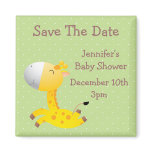 Cute Giraffe Green Save The Date Baby Shower