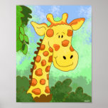 Cute Giraffe in Jungle Art Print Children's Room