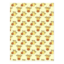 Cute Giraffe Pattern. Cartoon Animals. Postcard