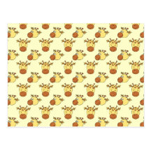 Cute Giraffe Pattern. Cartoon Animals. Postcards