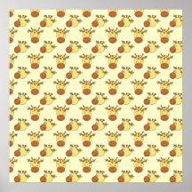 Cute Giraffe Pattern. Cartoon Animals. Posters