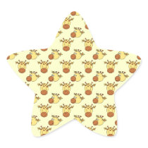Cute Giraffe Pattern. Cartoon Animals. Star Sticker