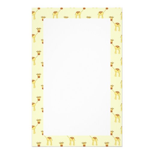 Cute Giraffe Pattern on Yellow. Custom Stationery