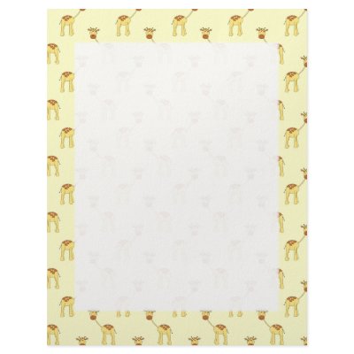 Cute Giraffe Pattern on Yellow. Personalized Letterhead by Animal_Art_By_Ali