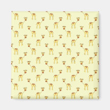 Cute Giraffe Pattern on Yellow. Refrigerator Magnet