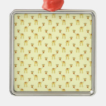 Cute Giraffe Pattern on Yellow. Christmas Tree Ornament