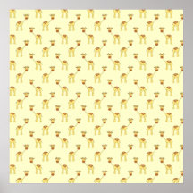 Cute Giraffe Pattern on Yellow. Print