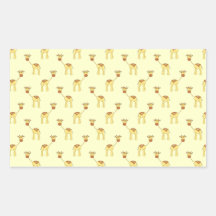 Cute Giraffe Pattern on Yellow. Rectangle Stickers