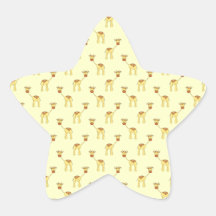 Cute Giraffe Pattern on Yellow. Star Stickers