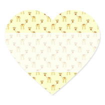 Cute Giraffe Pattern on Yellow. Heart Sticker