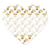 Cute Giraffe Pattern. Heart Sticker