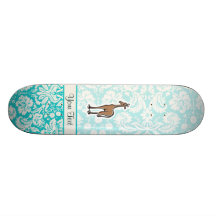 Cute Giraffe; Teal Skateboards