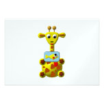 Cute Giraffe with Goldfish Custom Invitation