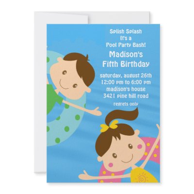 CUTE Girl & Boy Pool Party Birthday Invitation by celebrateitinvites