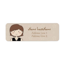 Cute girl (brunette / brown hair) custom return address label