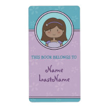 Cute Girl Ex Libris Personalized Shipping Label